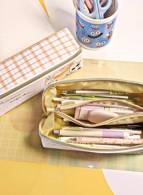 日系99CREAT可爱拿铁肥啾笔袋学生大容量拉链文具收纳袋高颜值