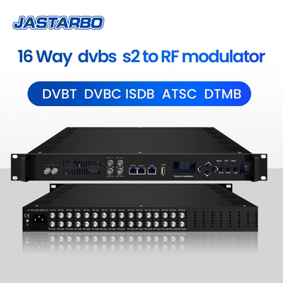 16/24路DVB S2/DVB S2X/DVB T2转RF DTMB/DVBC/DVBT调制器带屏ASI
