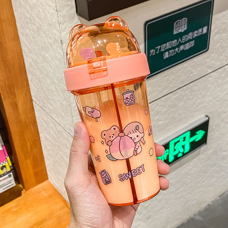可爱创意分层吸管杯幼儿园学生水吸管杯