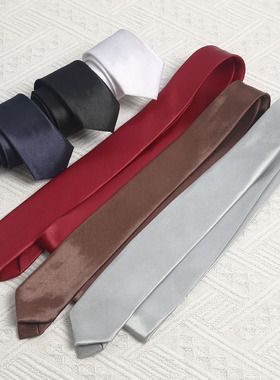 5cm纯色涤丝小手打领带学院风百搭男生女生JKDK港风日系高级帅气