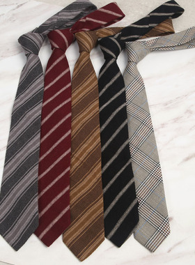 纯色棉麻手打领带英伦复古时髦休闲男女衬衫学院风帅气百搭配饰品