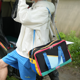 撞色运动手提旅行包男女款大容量轻便健身单肩斜挎背包学生行李袋