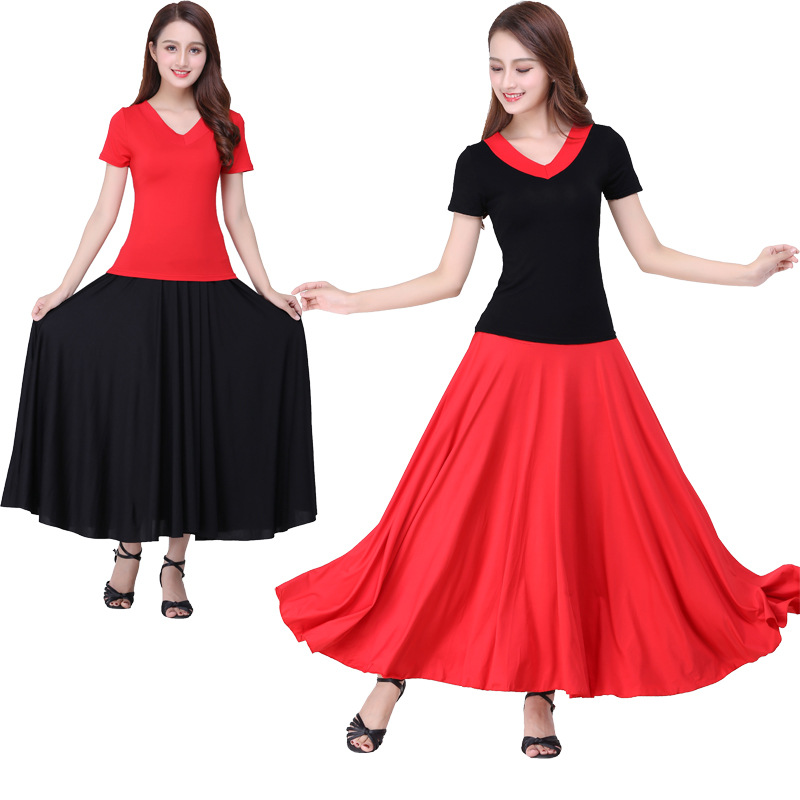 广场舞服装新款套装长裙子女夏2020新款短袖长裙藏族舞蹈服名族风