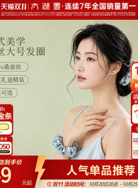 太湖雪100%桑蚕丝真丝多褶皱发圈大肠发圈头饰发绳礼盒装