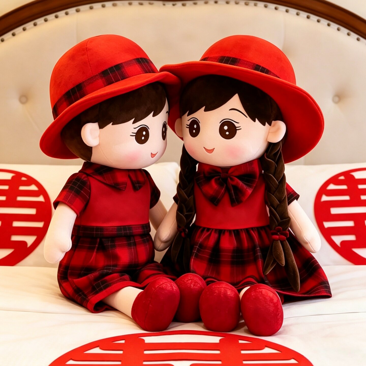 结婚压床娃娃一对新款高档毛绒玩偶可爱金童玉女婚房摆件婚庆礼品