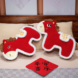 小马玩偶抱枕女生睡觉娃娃红色国风生肖马公仔新年礼物马年吉祥物