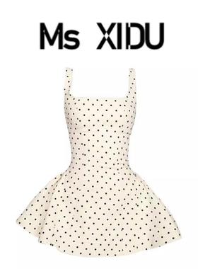 Ms XIDU 双轨虞书欣姜暮同款设计感波点连衣裙高级感蓬蓬短裙女夏