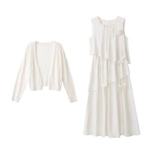 鹿向南「杏花微雨」浅色气质连衣裙女2025春季设计感无袖背心长裙