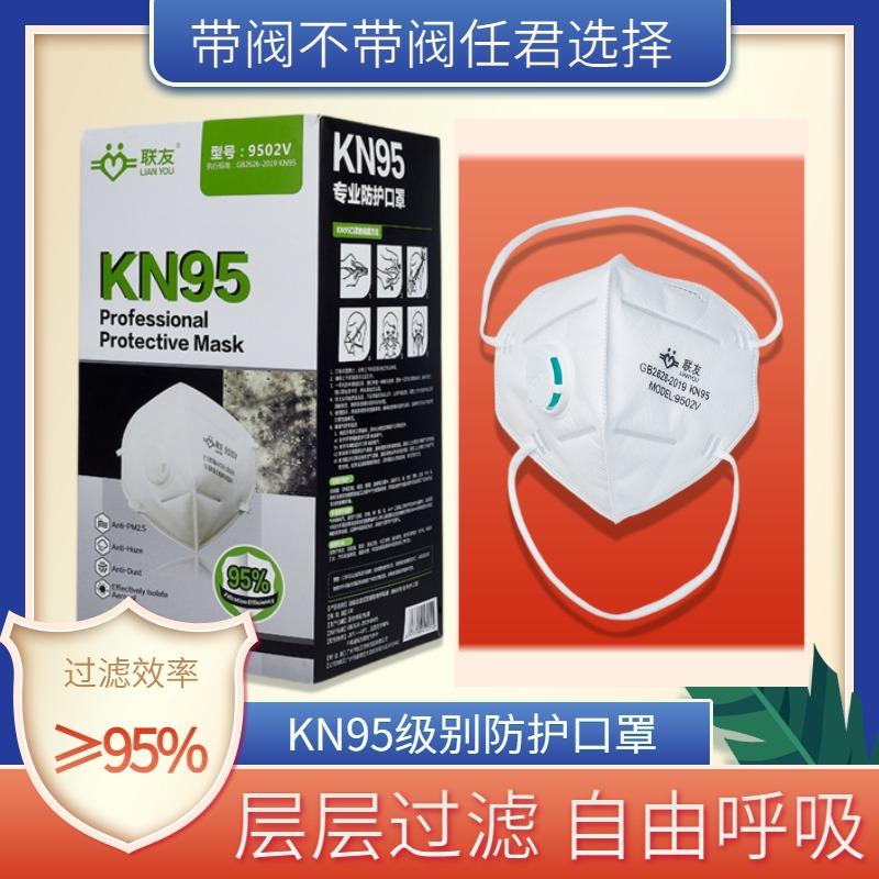 联友防尘口罩带呼吸阀头戴式9502 9502V专业熔喷布透气防护口罩