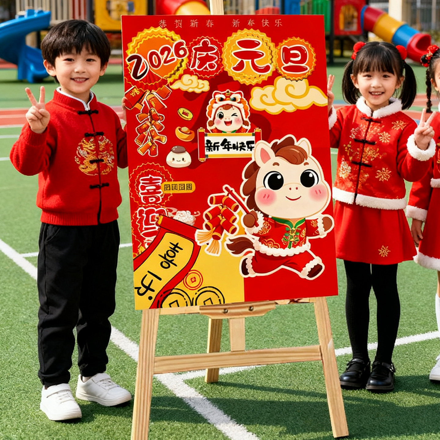 元旦新年节装饰KT板签到板摆件