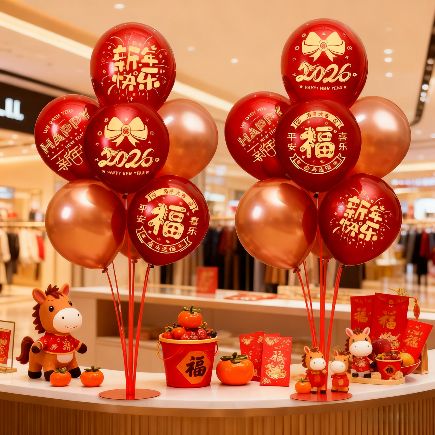 2026马年新年装饰气球桌飘支架商场服装店前台氛围场景布置道具,节庆用品/礼品,气球,淘宝优惠券,粉丝福利购,淘宝优惠卷