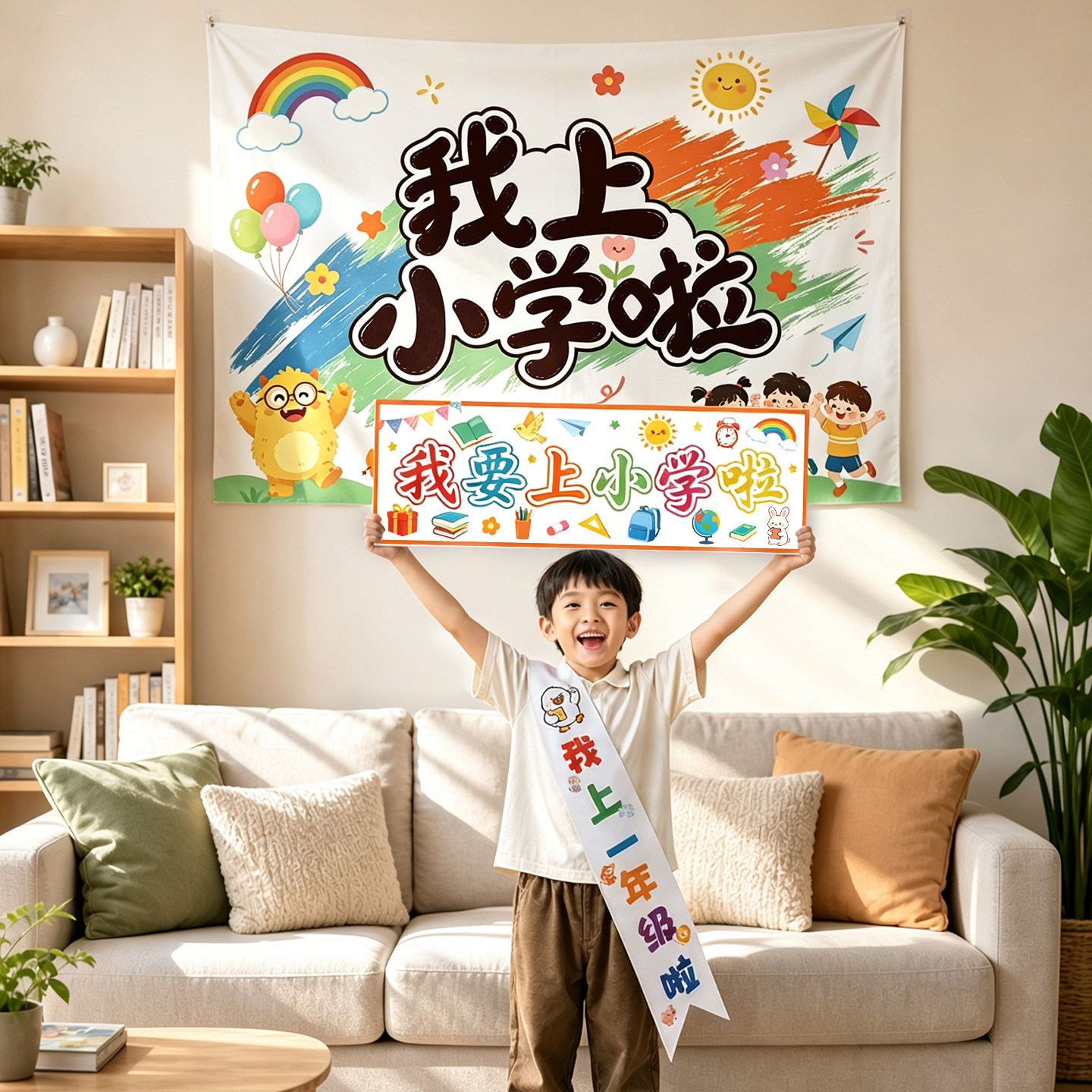开学一年级入学仪式横幅背景布图片