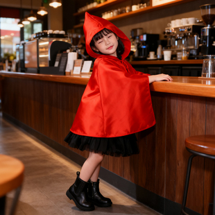万圣节儿童服装女童披风小红帽女孩斗篷幼儿园COS装扮服饰道具