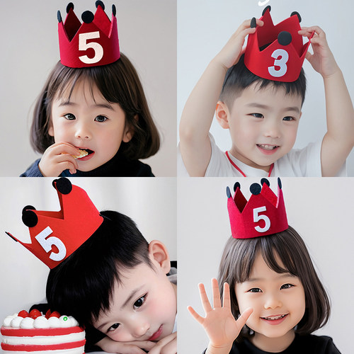 男生红色生日帽子仪式氛围感头饰