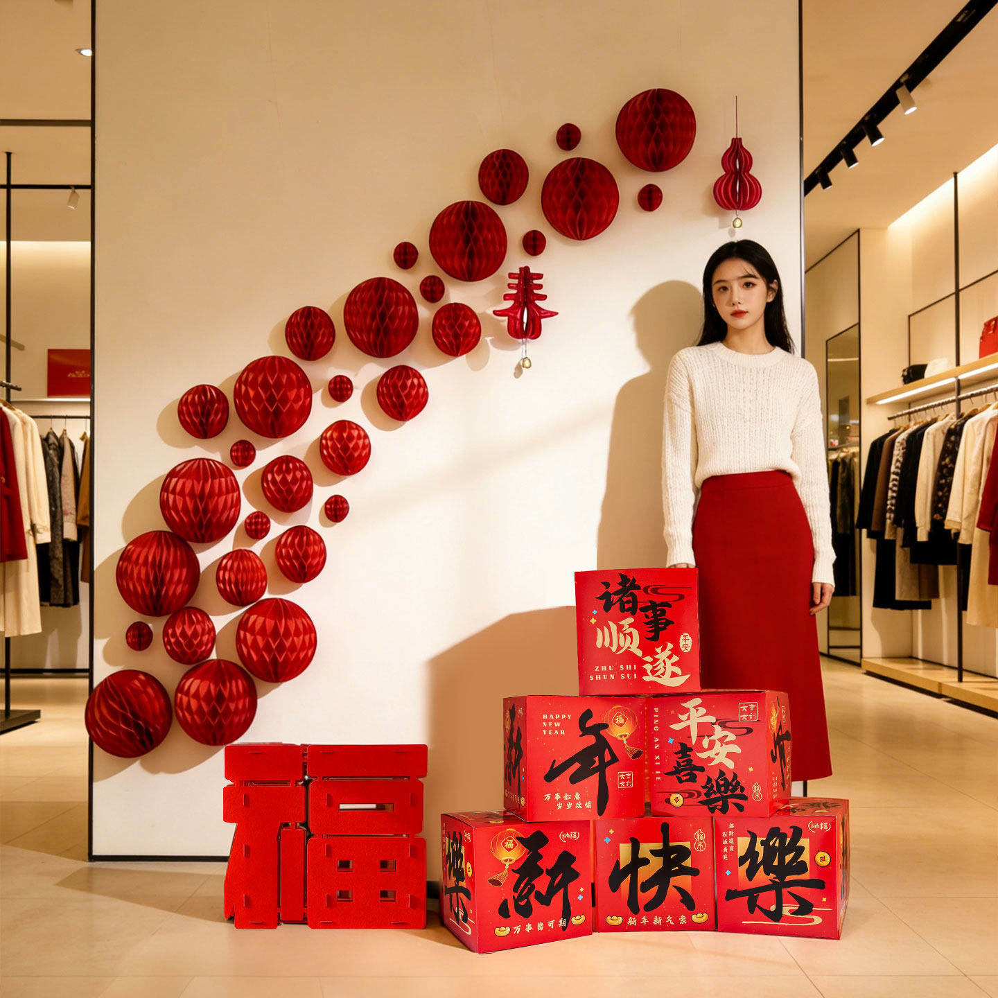 年味氛围装饰灯笼墙面挂饰新年家庭喜庆布置过年福字拉花背景墙,节庆用品/礼品,节日装扮用品,淘宝优惠券,粉丝福利购,淘宝优惠卷