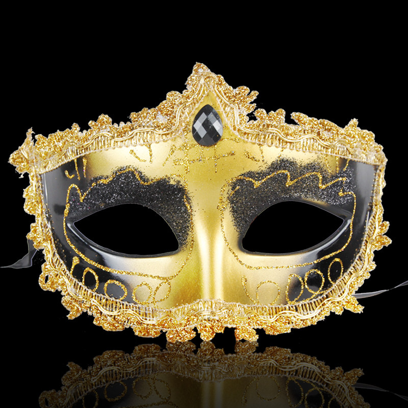 仕彩万圣节面具化妆舞会威尼斯公主面具金粉加钻面具镶边女款面具