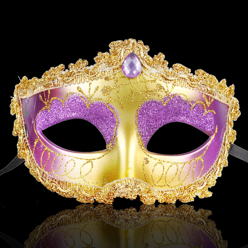 仕彩万圣节面具化妆舞会威尼斯公主面具金粉加钻面具镶边女款面具