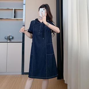 2025夏季 牛仔连衣裙女 新款 薄料牛仔连帽休闲宽松港风气质减龄大码