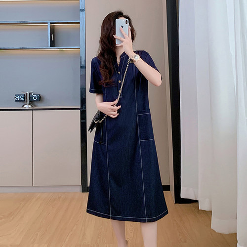 2026新夏季大码牛仔连衣裙女显瘦