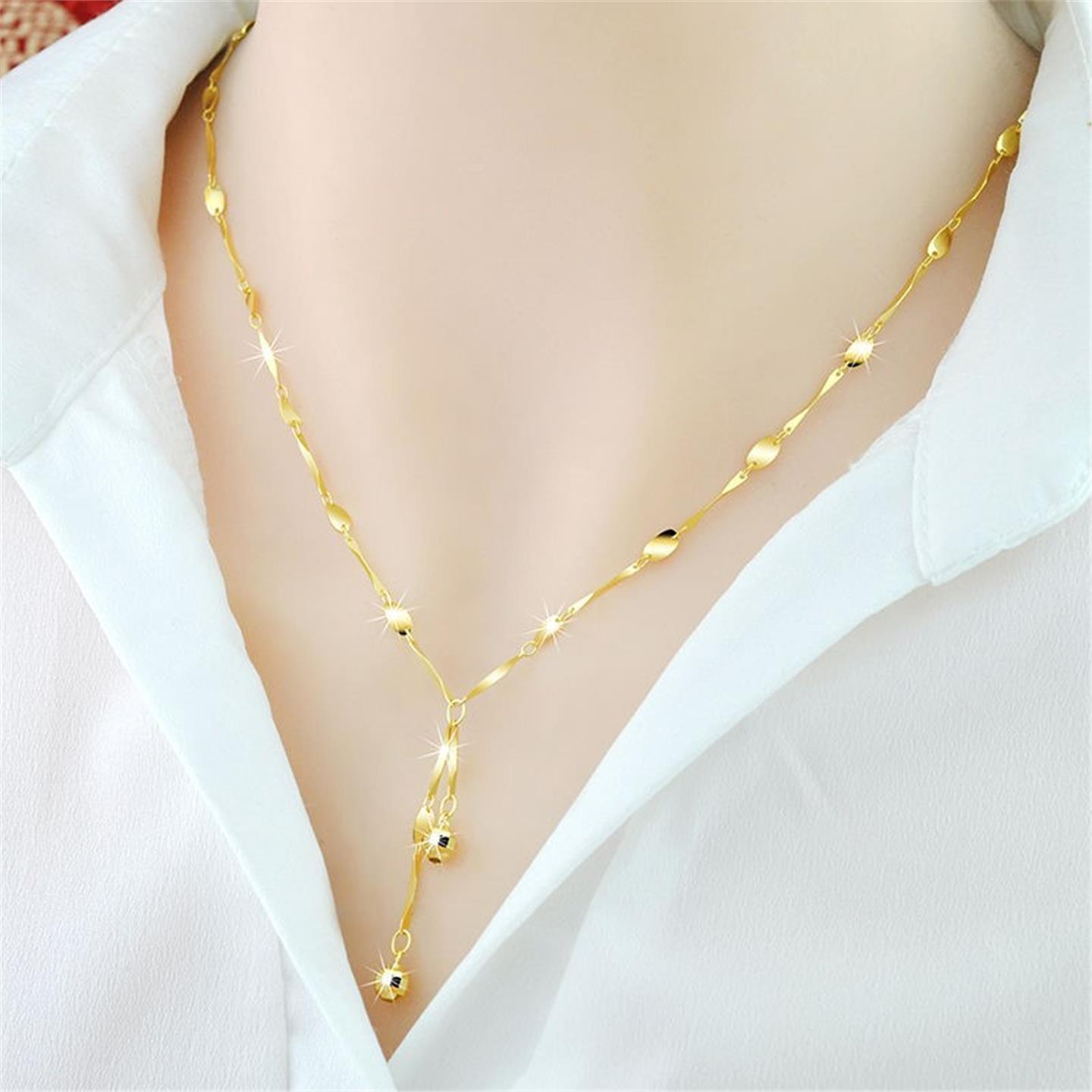 免税金色项链女流苏锁骨链ins冷淡风玫瑰个性送女友情人节礼物