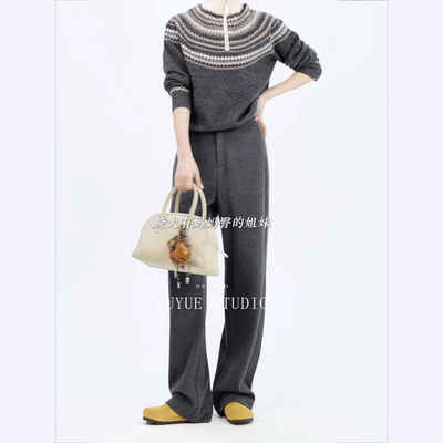 轻职场休闲醋酸羊毛窄版阔腿裤女冬加厚垂坠感高腰加长毛呢直筒裤