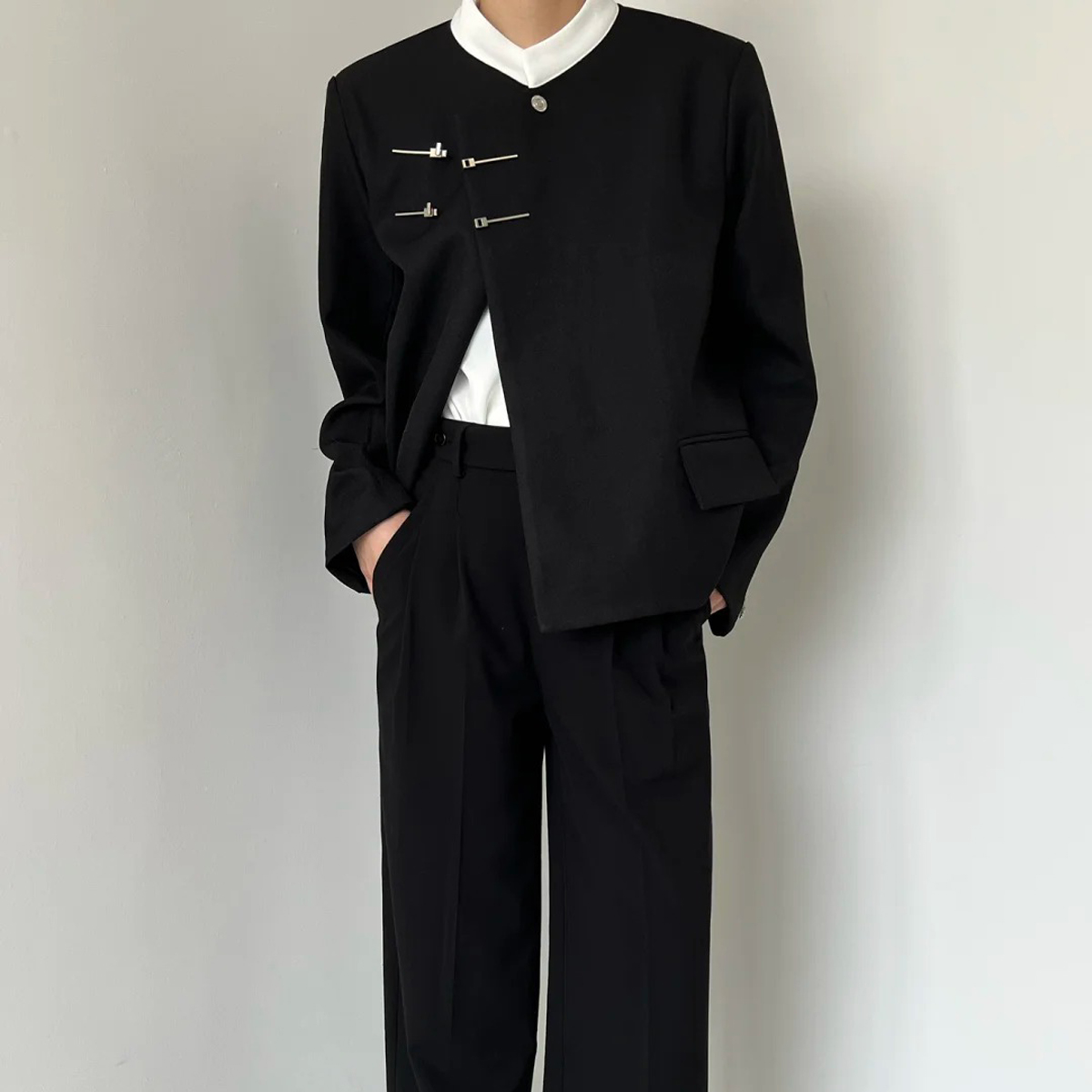 欢喜橙【夜澜】西装套装新中式外套痞帅订婚男士结婚西服伴郎礼服