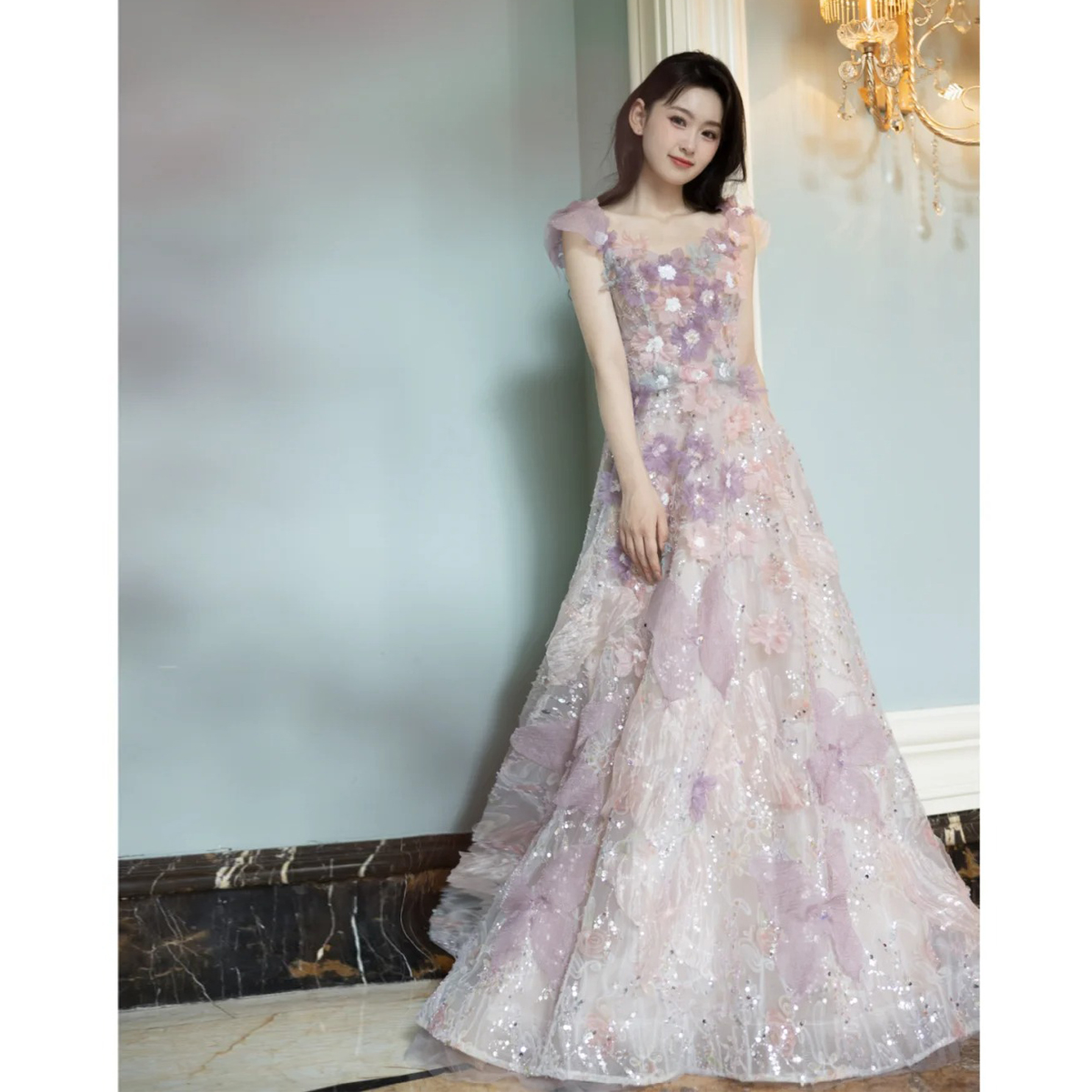 【花仙子】紫色高级感轻婚纱重工礼服花间晨袍敬酒服新娘小众礼服