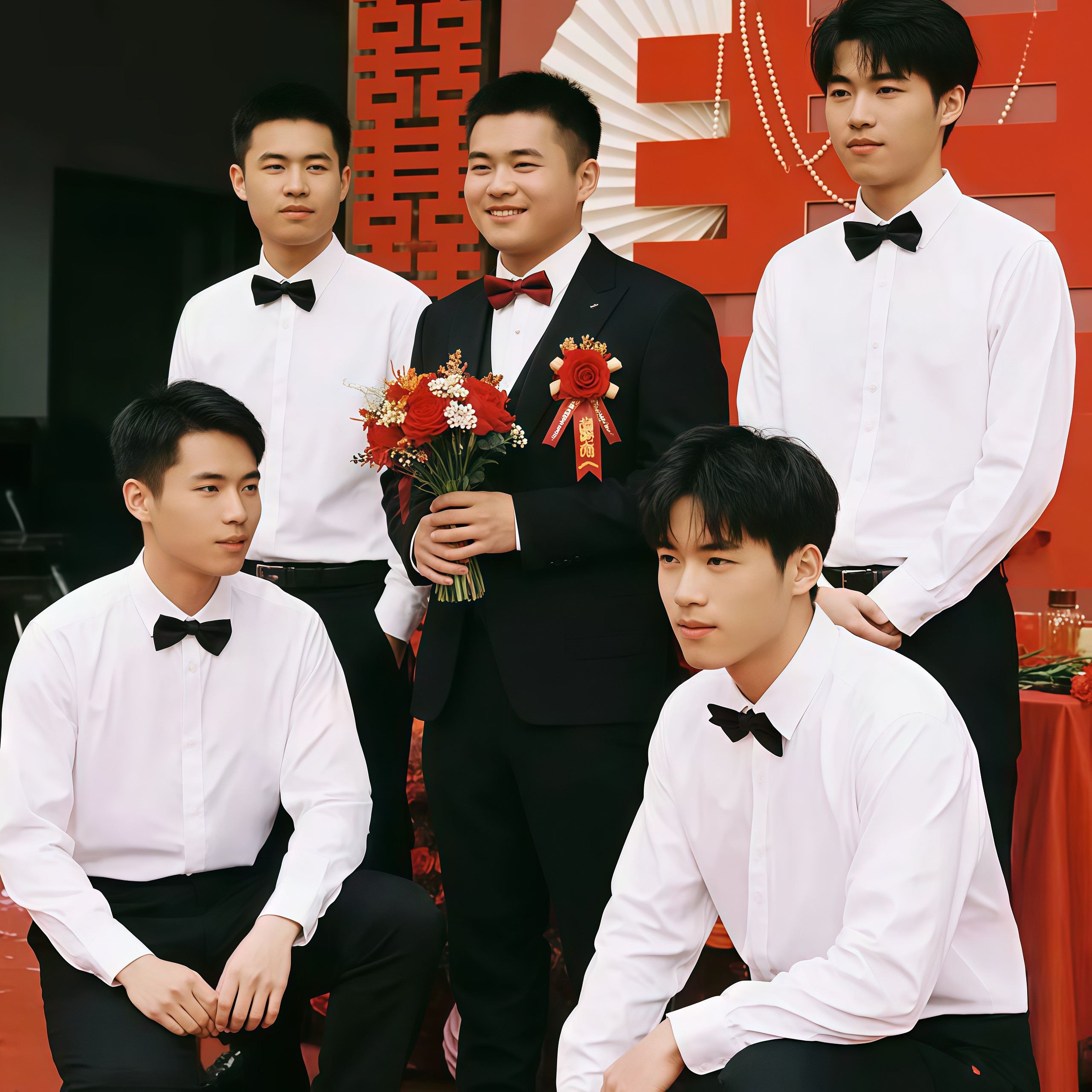 欢喜橙 西服套装男士西装修身外套新郎结婚礼服商务正装伴郎服男