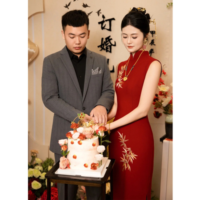 礼服裙女新娘婚礼酒红色敬酒服