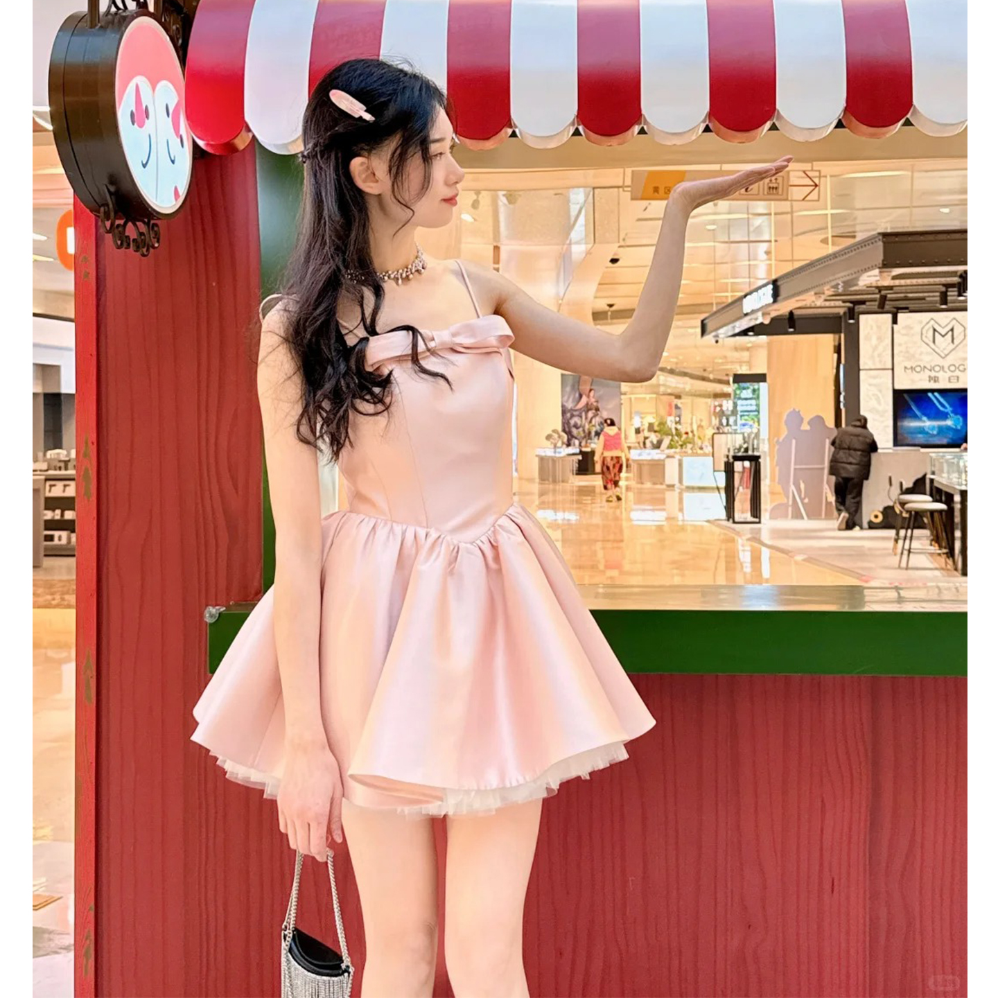 欢喜橙/miu系穿搭粉色重工吊带网纱连衣裙千金风生日party蓬蓬裙