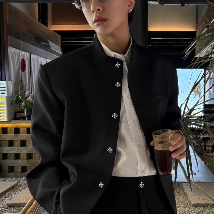 欢喜橙【星耀】潮男穿搭男士休闲夹克西服高级感西装外套兰花扣