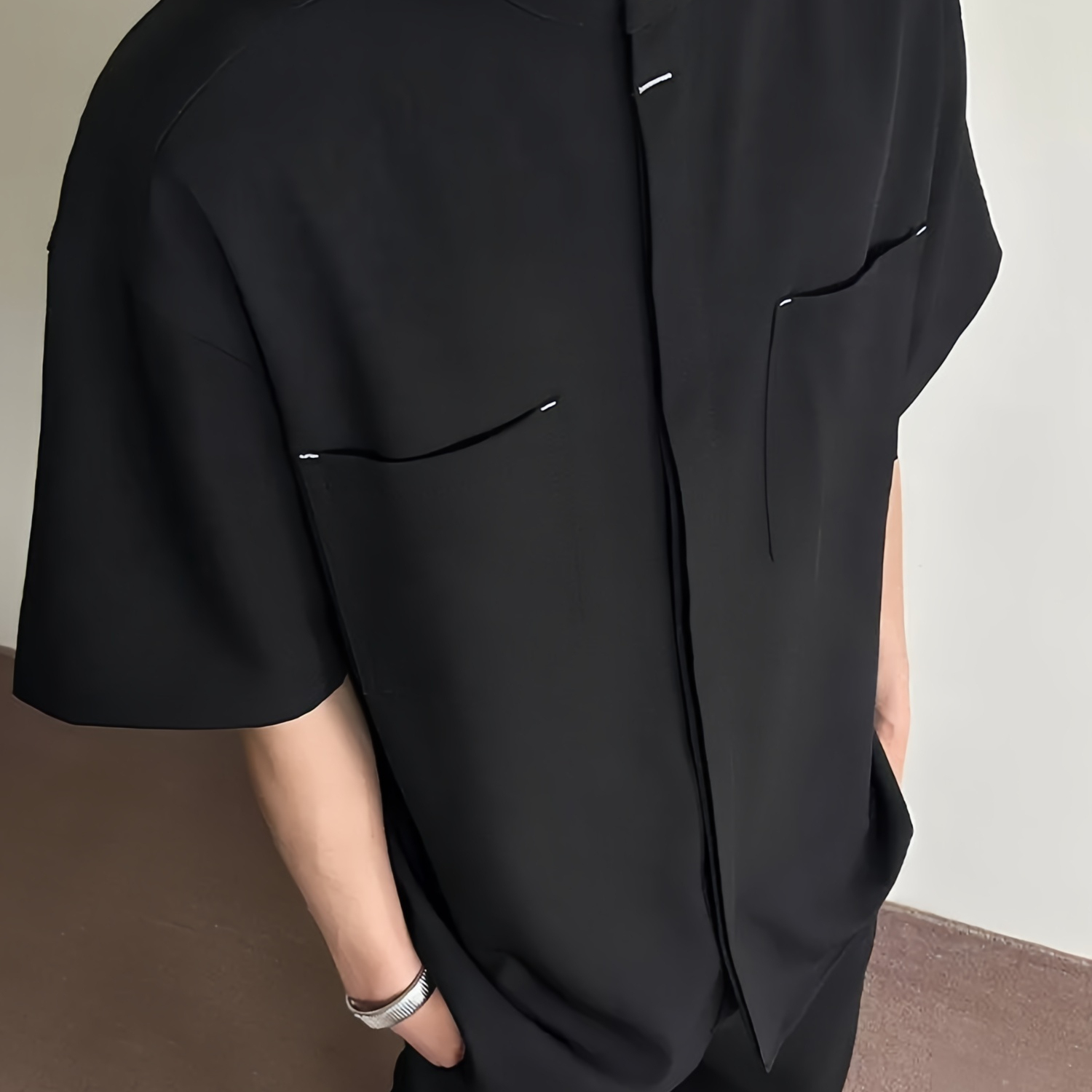 欢喜橙【驰骜】夏季男士短袖衬衫高级感痞帅衬衣外套正装订婚衬衫
