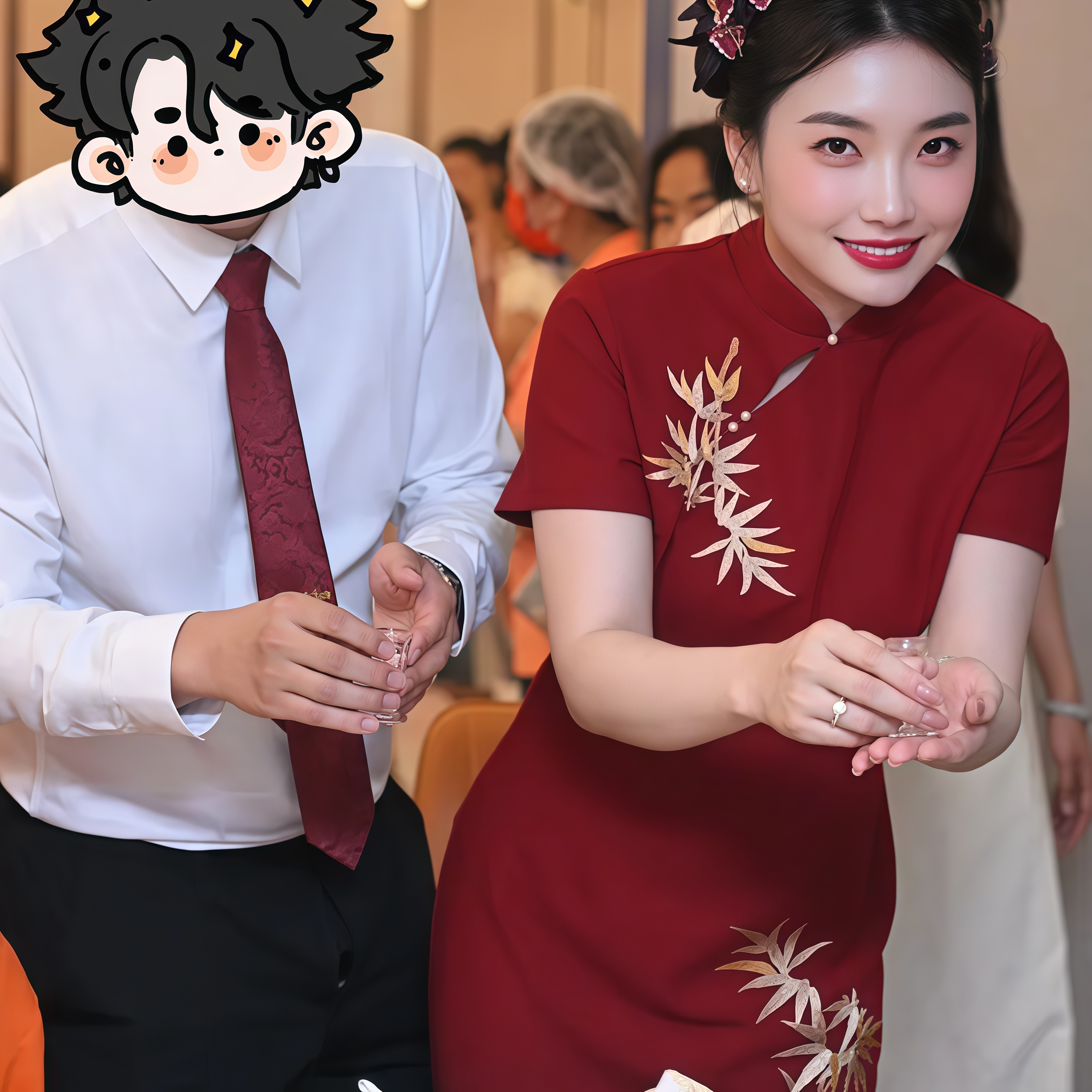 改良版红色新中式大码订婚结婚