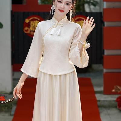 伴娘服2025新款秋冬款中式长袖小个子绝美高级感姐妹团礼服冬季
