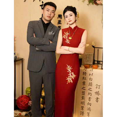 礼服裙女新娘婚礼敬酒服女订婚旗袍结婚回门服年会晚宴长裙礼服女