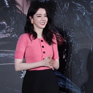 白日提灯迪丽热巴贺思慕同款衣服甜美粉红色针织衫短袖女上衣套装