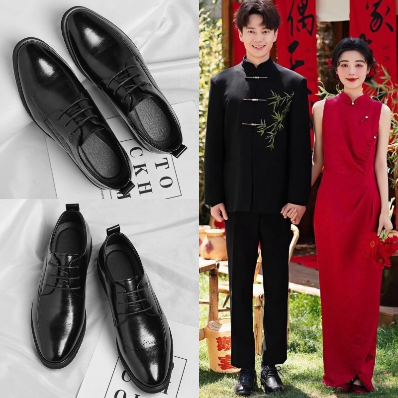 新郎结婚礼新中式中山装搭配皮鞋