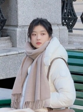 早春晴朗尚之桃孙千同款围巾穿搭百搭纯色女冬季高级感仿羊绒围脖