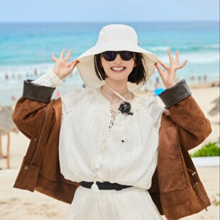 花儿与少年8周冬雨同款帽子渔夫帽防紫外线遮阳帽太阳帽防晒帽女