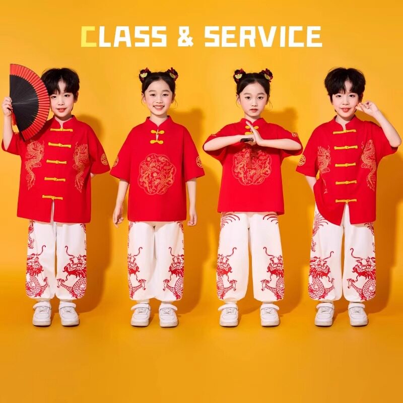 六一儿童啦啦队演出服小学生中国风合唱班服幼儿园跳舞比赛表演服