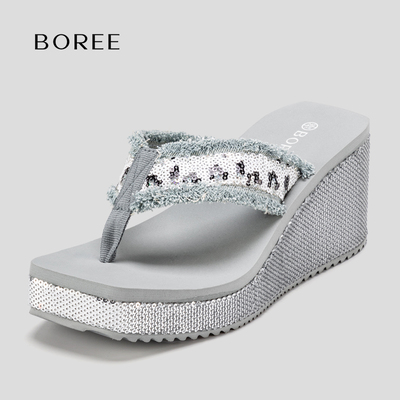 Boree/宝人新款夏季厚底人字拖