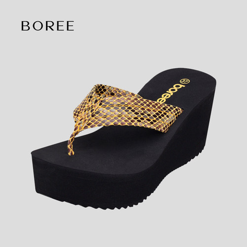 BOREE宝人高跟厚底人字拖女鞋