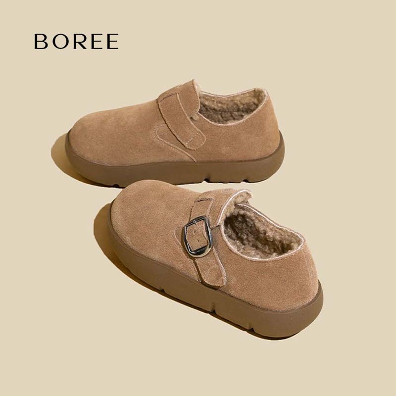 Boree/宝人全包勃肯鞋女款雪地靴冬季加绒加厚保暖羊羔毛毛鞋棉鞋