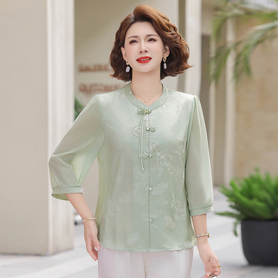 年轻妈妈夏贵夫人新中式气质衬衫