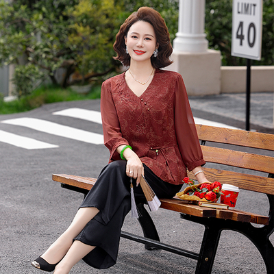 小衫高贵中老年女夏季新款两件套