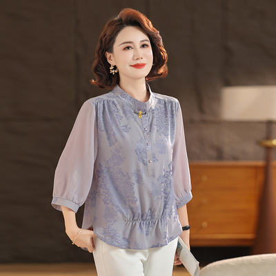 妈妈春装洋气小衫时尚七分袖T恤