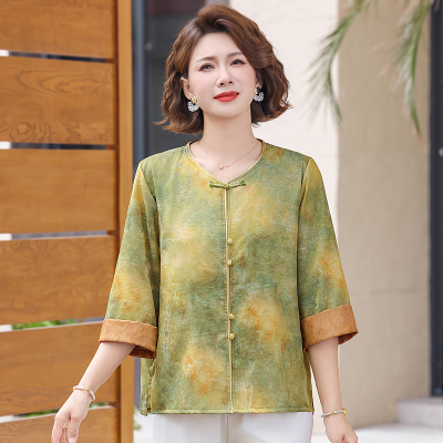 上衣女妈妈装复古高级气质衬衫