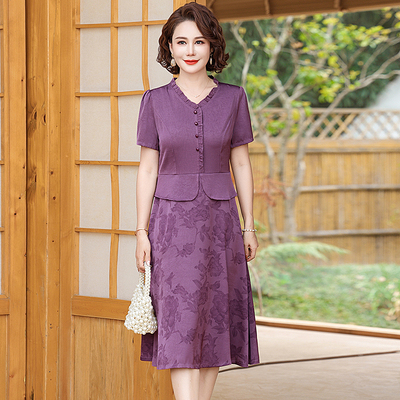 改良旗袍裙中年女夏季假两件裙子