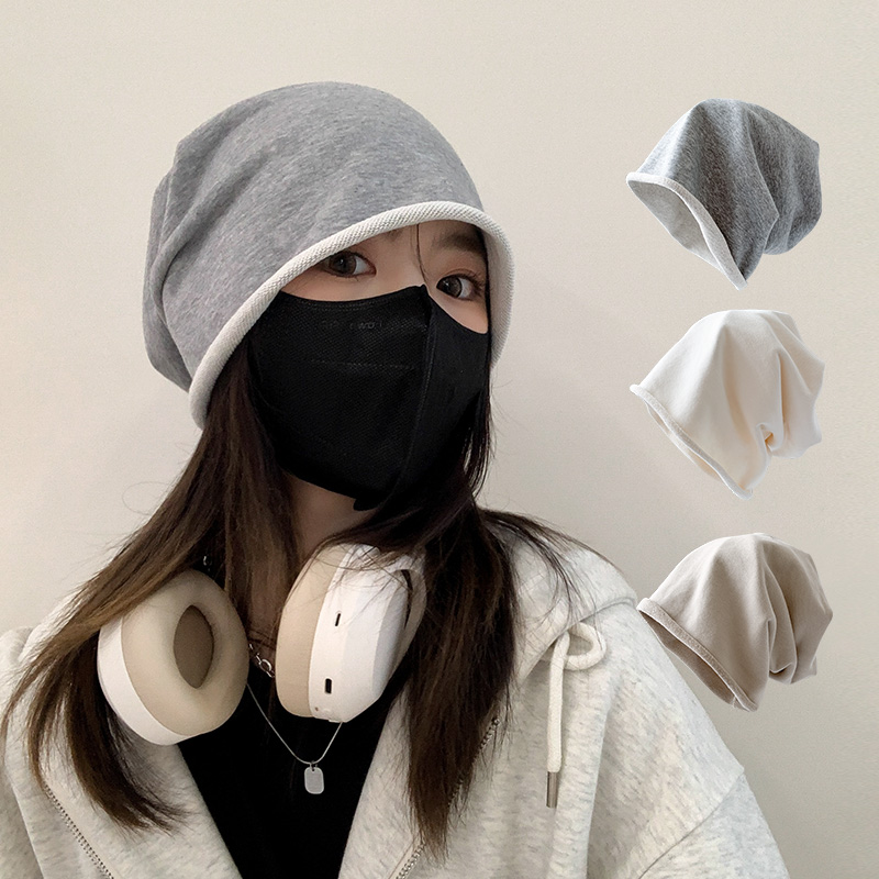 ins百搭秋冬堆堆帽女包头针织帽