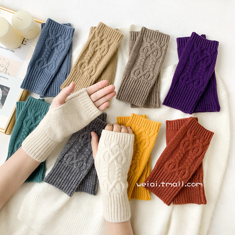 半指漏指毛线针织手套短款男女学生可爱秋冬季加厚保暖写字ins潮,服饰配件/皮带/帽子/围巾,手套,淘宝优惠券,粉丝福利购,淘宝优惠卷